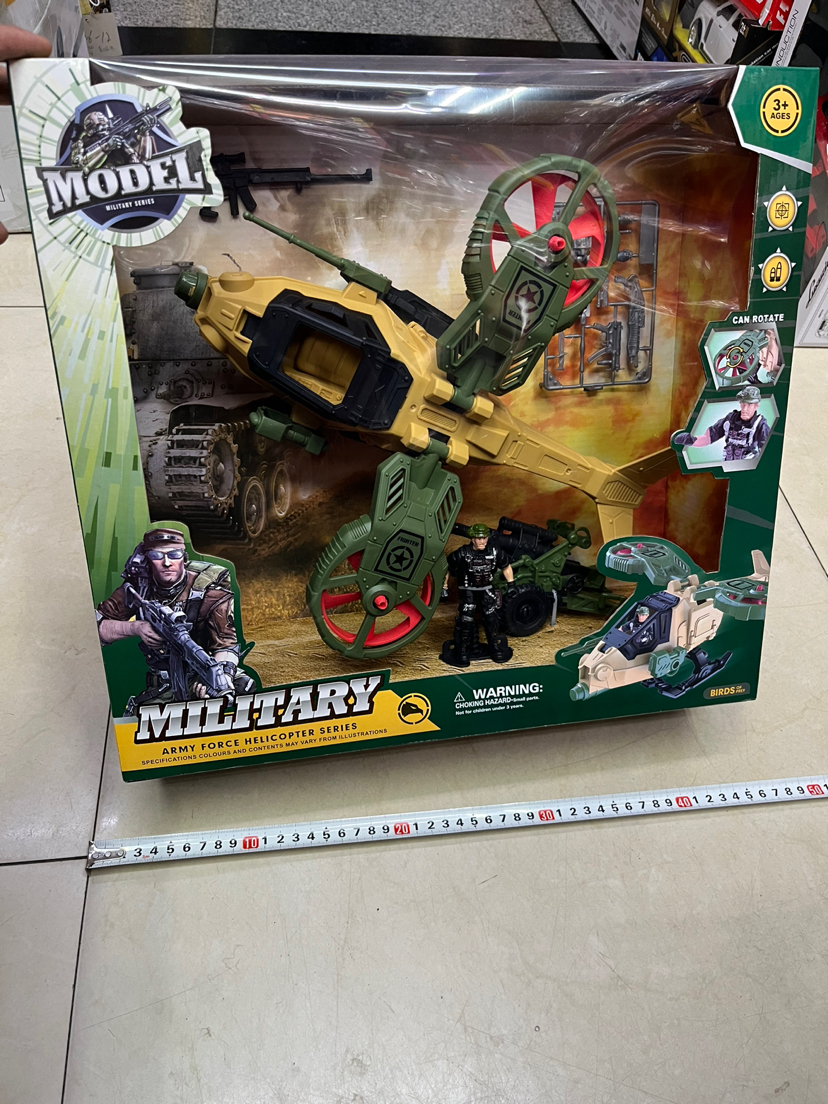 新款儿童玩具军事组合套装武装直升飞机系列开窗盒包装