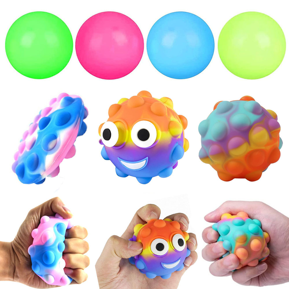 跨境新款灭鼠先锋减压玩具组合硅胶3D解压球泡泡乐夜光粘粘球玩具