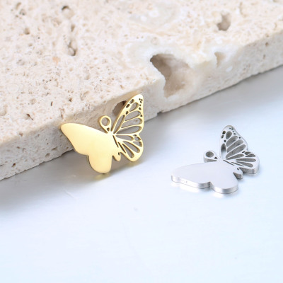 Spot Cross-Border Hot Selling Stainless Steel Mirror Creative Hollow Butterfly Ornament Accessories DIY Butterfly Pendant Pendant