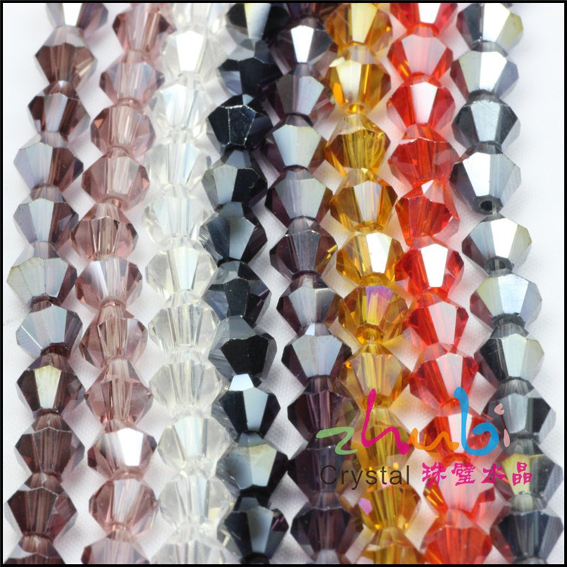 水晶玻璃珠子 2/3/4/6/8MM菱形尖珠 电镀AB 个性DIY饰品配件散珠
