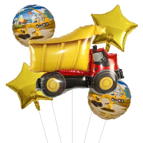 engineering vehicle set birthday balloon set party decoration amazon e-commerce fire truck theme set