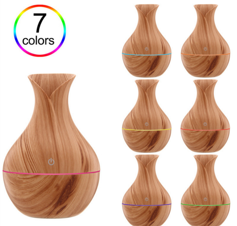 花瓶木纹加湿器 电镀裂纹木纹香薰机