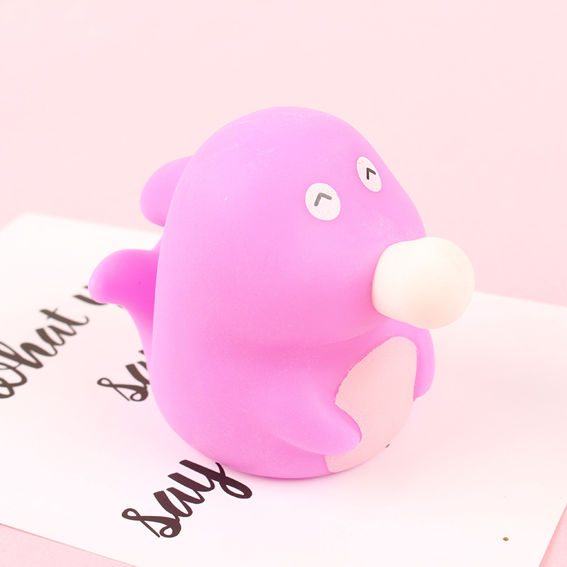 跨境专供TPR减压海豚吐泡泡可爱玩具解压捏捏乐发泄球吹泡泡逗乐