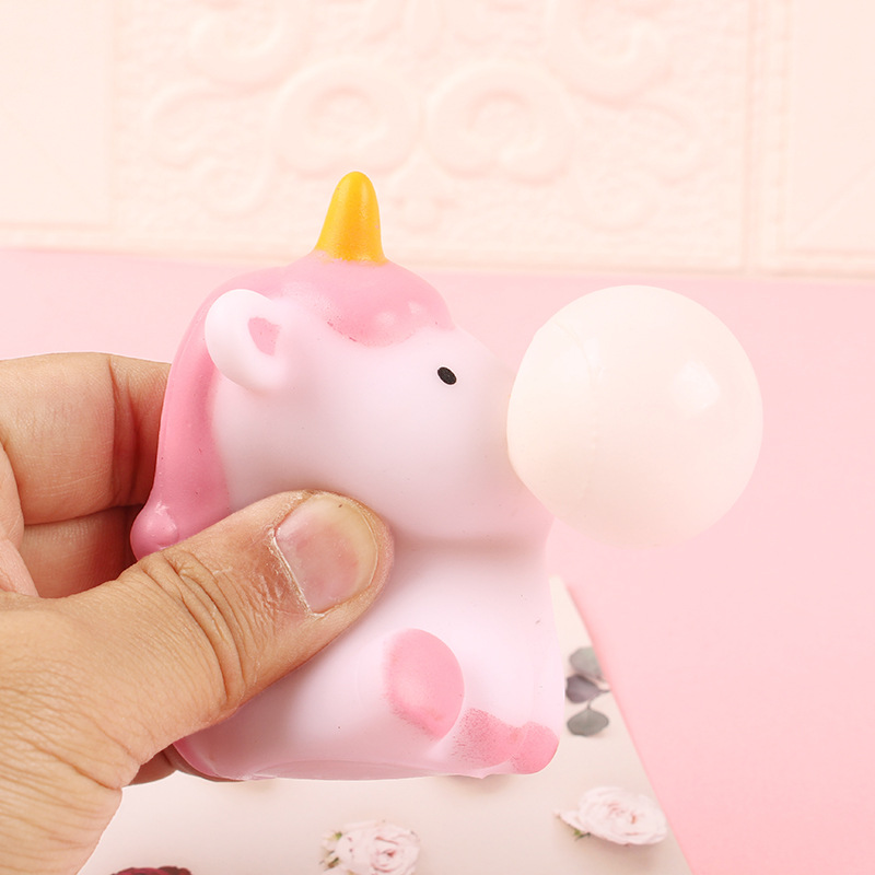 外销爆款吐泡泡独角兽解压神器减压捏捏乐搞怪玩具挤压鸭子吐泡泡