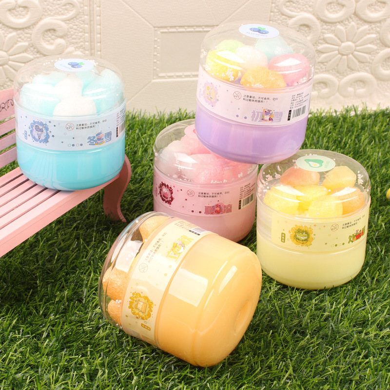 网红ins仿真水果起泡胶diy马卡龙色雪球珍珠泡沫史莱姆水晶泥