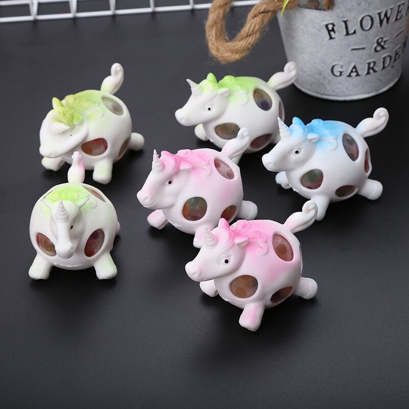 跨境创意捏捏乐独角兽七彩葡萄珠子球 减压神器网红玩具