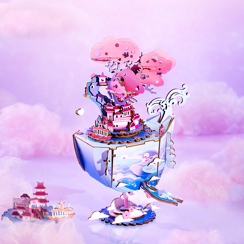 若态八音盒游云鲸梦限定版木质手工diy生日礼物音乐盒创意玩具