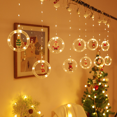 cross-border new christmas string lights santa claus cartoon shape curtain lights led colored lights room window decoration