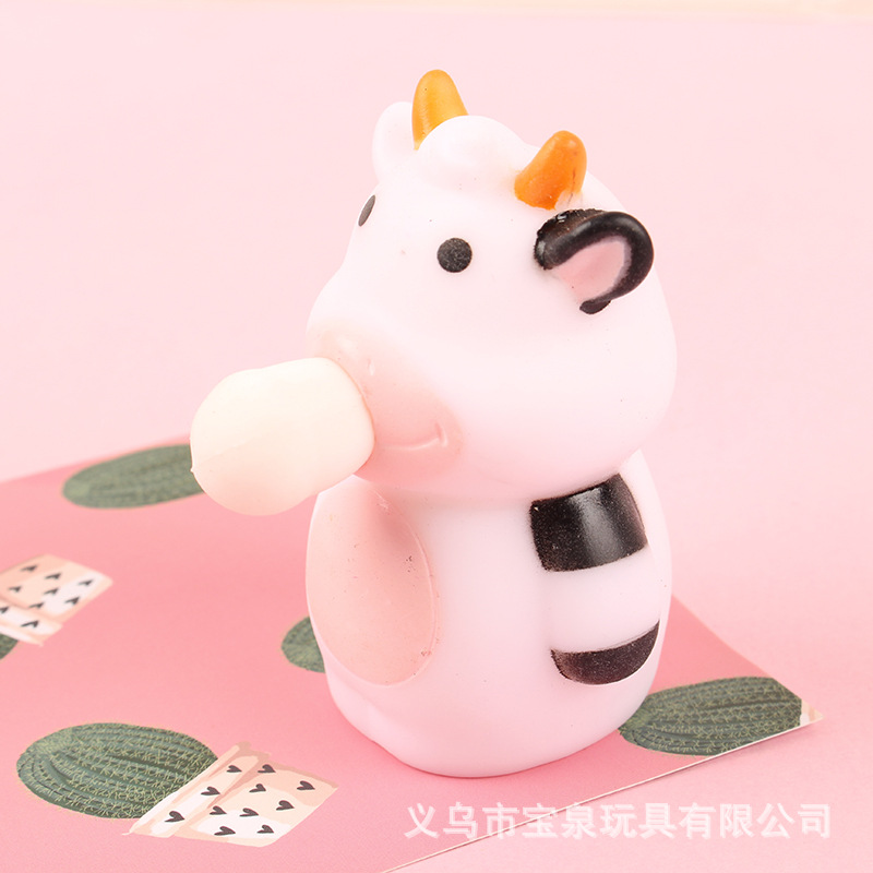 跨境爆款TPR挤压玩具奶牛吐泡泡发泄玩具解压捏捏乐鸭子吐泡泡批