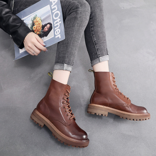 Large Size Women‘s Shoes Autumn Genuine Leather Martin Boots Women‘s Retro Handmade First Layer Cowhide Boots Women