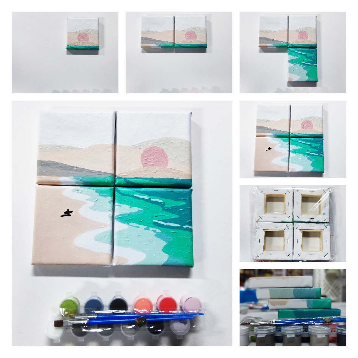 现货源头工厂批发数字油画diy儿童四拼图小画跨境外贸一件代发