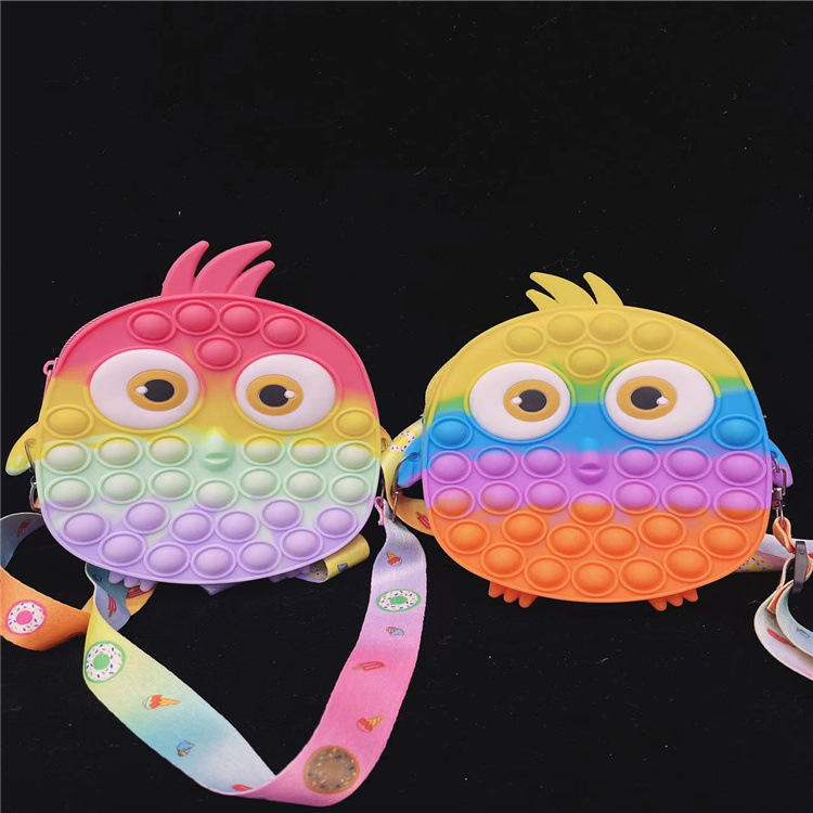 儿童硅胶包女灭鼠先锋斜挎包卡通猫头鹰零钱包亲子配饰小包潮批发