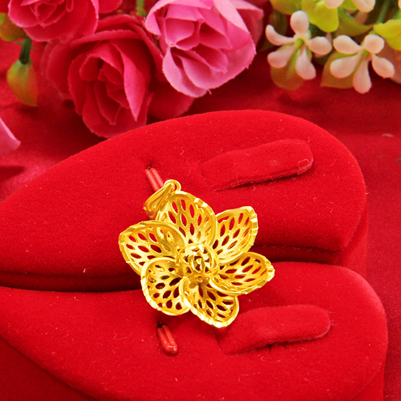 纯铜电镀时尚精美女士小花朵吊坠项链 吊坠黄铜镀金饰品沙金首饰