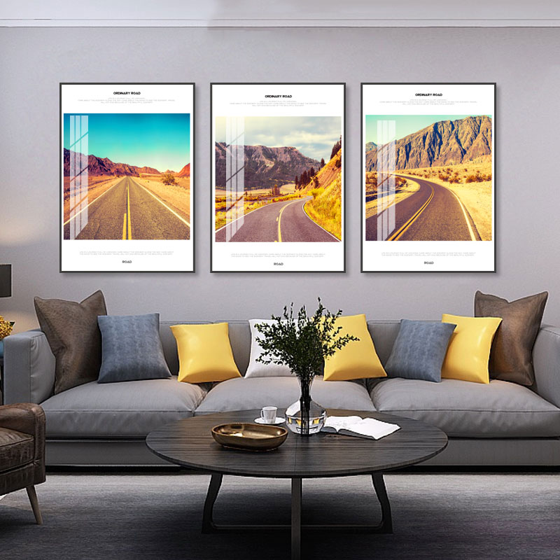 沙发背景欧式简约风格风景装饰墙画晶瓷材质大厅酒店装饰壁画挂画