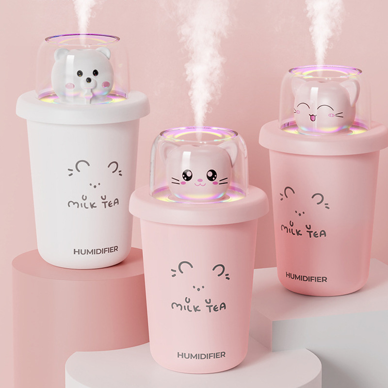 萌宠炫彩奶茶杯加湿器桌面小型家用车载空气补水静音雾化器