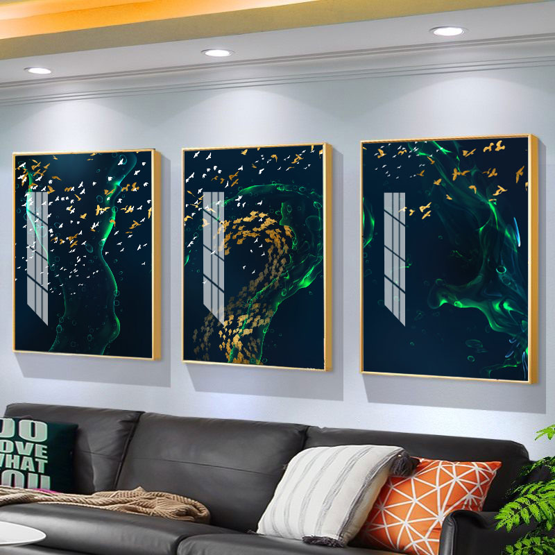 高清轻奢金色蝴蝶星空房间客厅墙面装饰挂画现代沙发背景壁画墙画