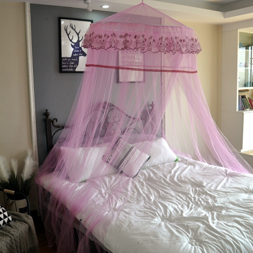 Large round Top Lace South American Adult Hanging Ceiling Princess Mosquito Net Steel Wire Folding Mosquito Net
