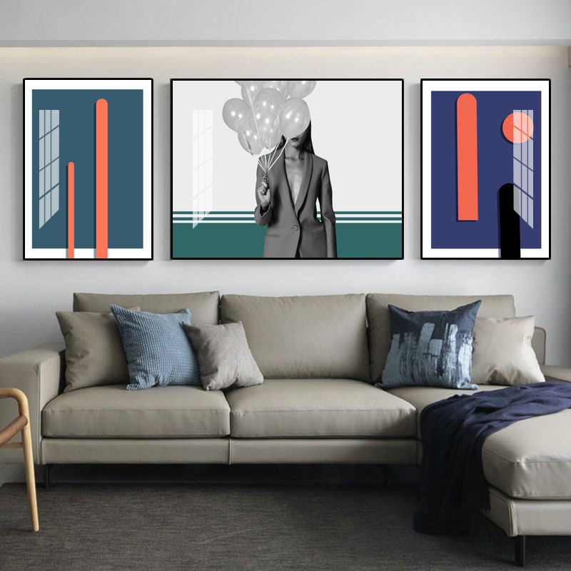 美式性感美女抽象客厅三联墙面装饰挂画沙发背景墙壁装饰画