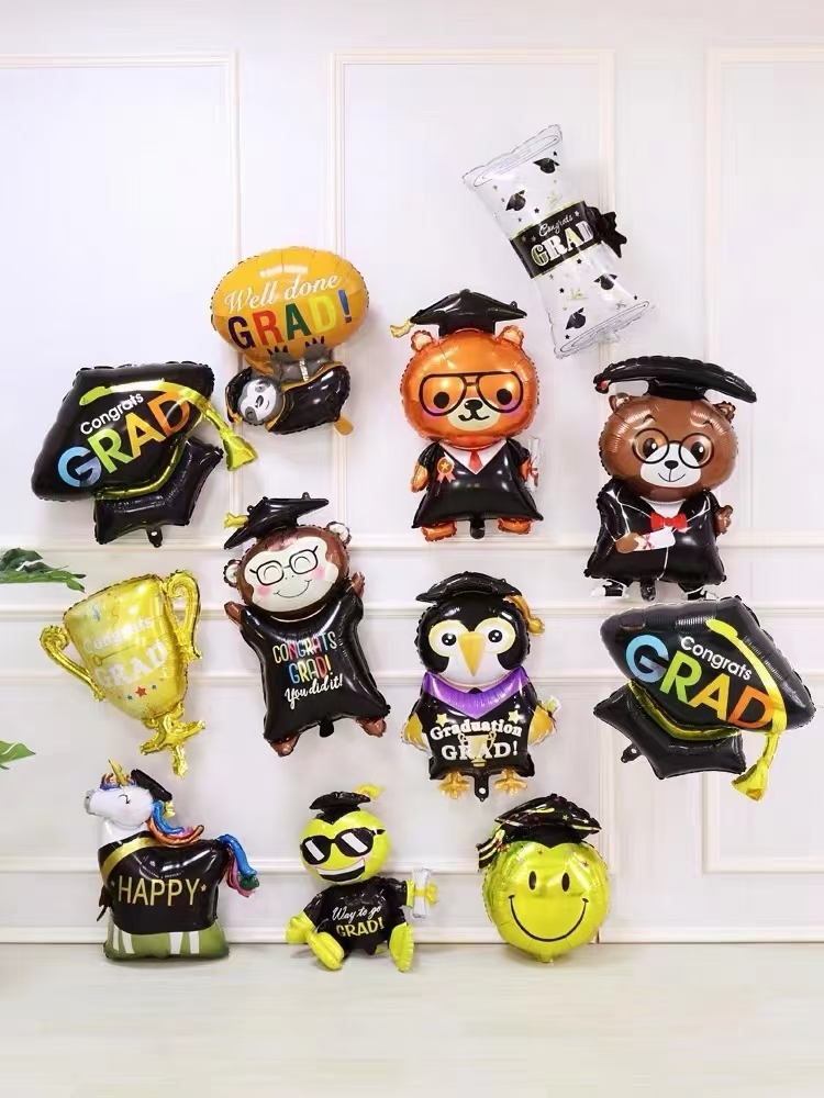 新款毕业季铝箔气球毕业博士毕业帽铝膜毕业笑脸毕业季系列气球