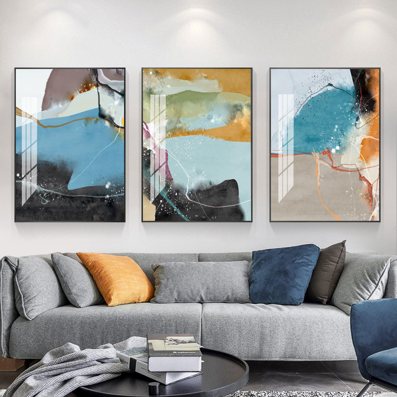 订制批发手绘风格金色抽象墙画装饰画家居客厅晶瓷材质墙壁挂画