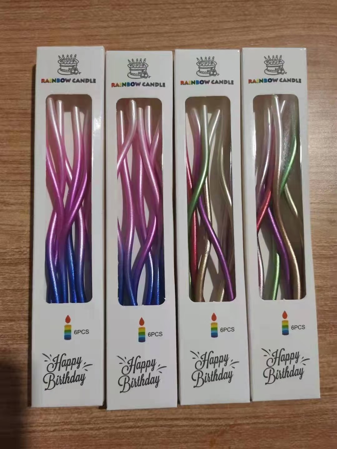 生日螺纹蜡烛 多彩金色彩金银色麻花螺纹蜡烛 蛋糕曲线弯曲蜡烛