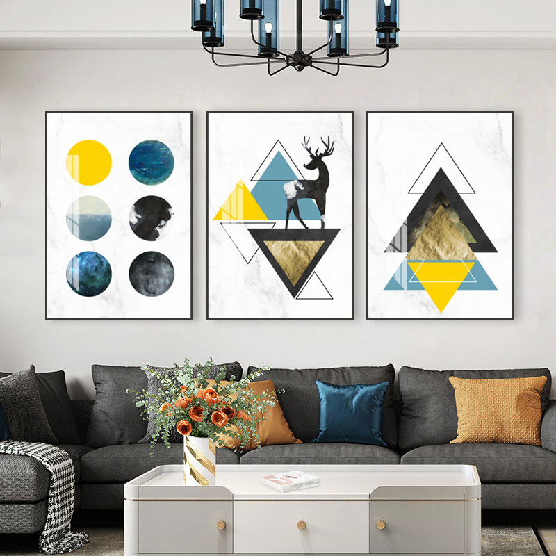 欧式简约风格抽象驯鹿装饰墙画房间客厅晶瓷材质装饰墙壁挂画壁画