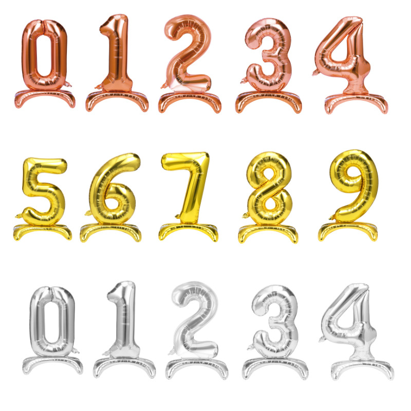 16寸32寸40寸站立落地铝膜气球新款数字球生日婚庆活动节日铝箔气