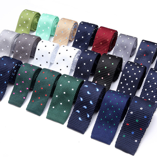 Cross-Border Supply Adult Male and Female Couple Tie Embroidered Flat Head tie Fashion Casual Polka Dot Pattern Trend Tie