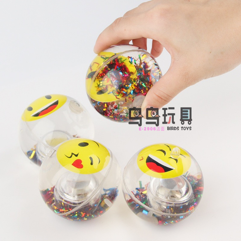 儿童玩具闪光表情包玩具球闪光球水晶球6.5CM弹力球厂家直销批发