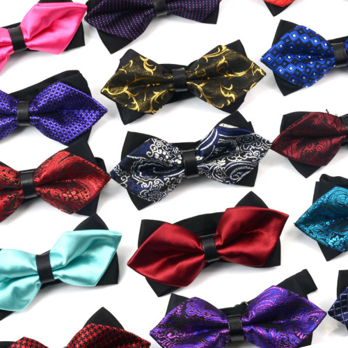 cross-border amazon korean fashion business bow tie solid color bowknot multi-color velvet silk bow tie wholesale customized