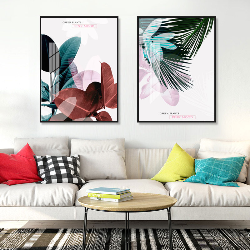 欧美环保框架装饰画小清新创意植物花卉图案沙发卧室墙组合壁画