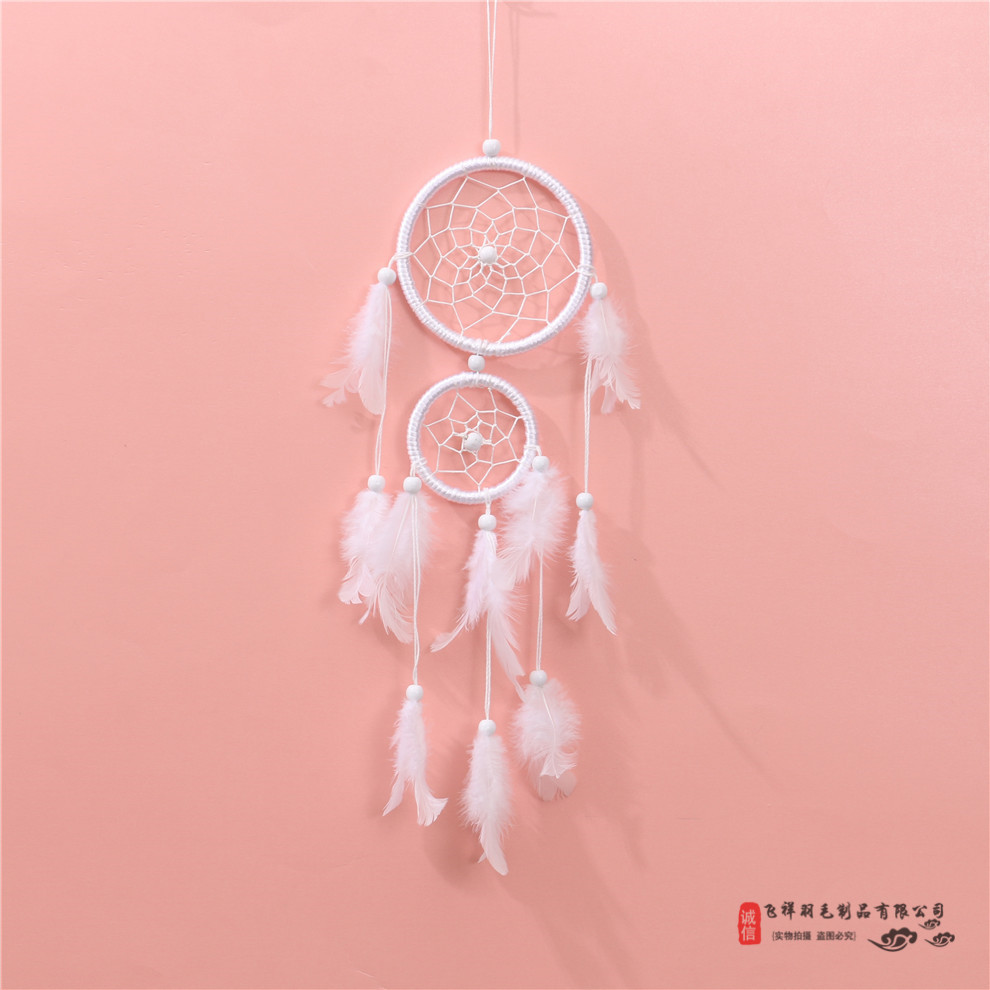 双环捕梦网手工编织家居壁饰挂件小清新羽毛装饰品生日礼物