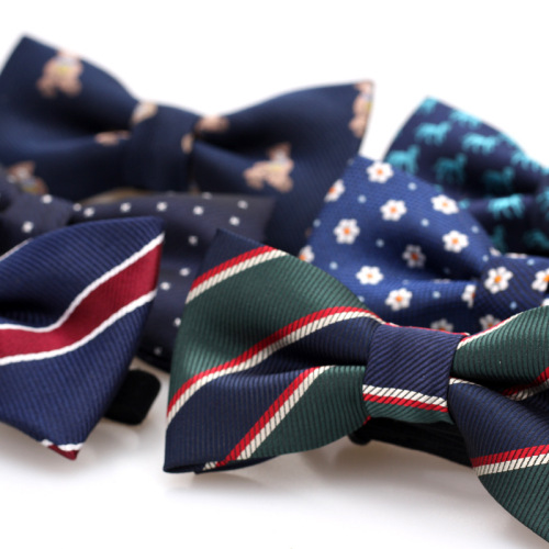 Korean Children‘s Polyester Bow Tie Simple Striped Bow Wholesale New School Host Ins Style Bow Tie