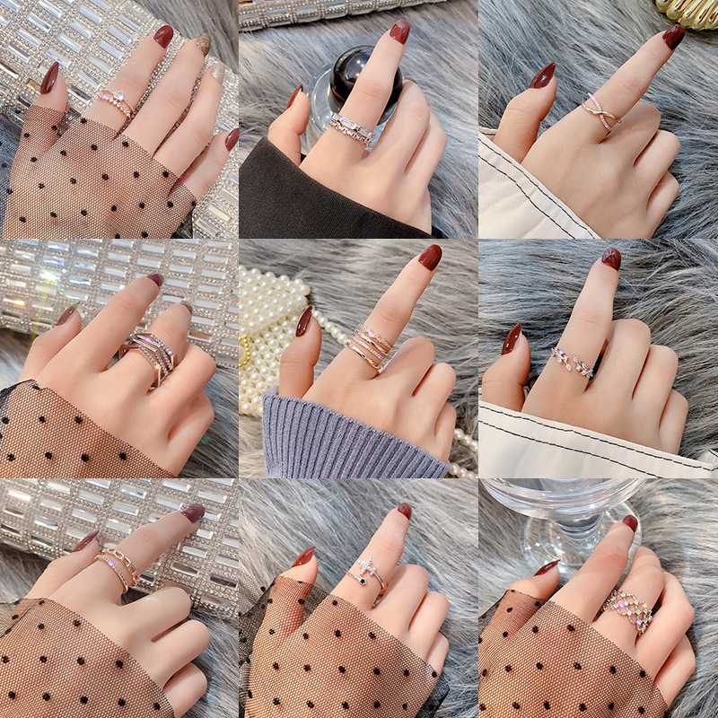 复古珍珠情侣戒指女轻奢ins潮百搭个性戒子气质网红开口可调指环