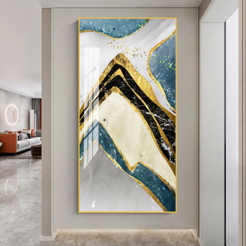 抽象玄关彩色不规则图案装饰画现代走廊房间晶瓷工艺壁画墙画