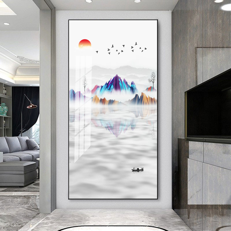 中式新款轻奢水墨山水装饰画家居走廊墙面装饰画酒店装饰壁画墙画