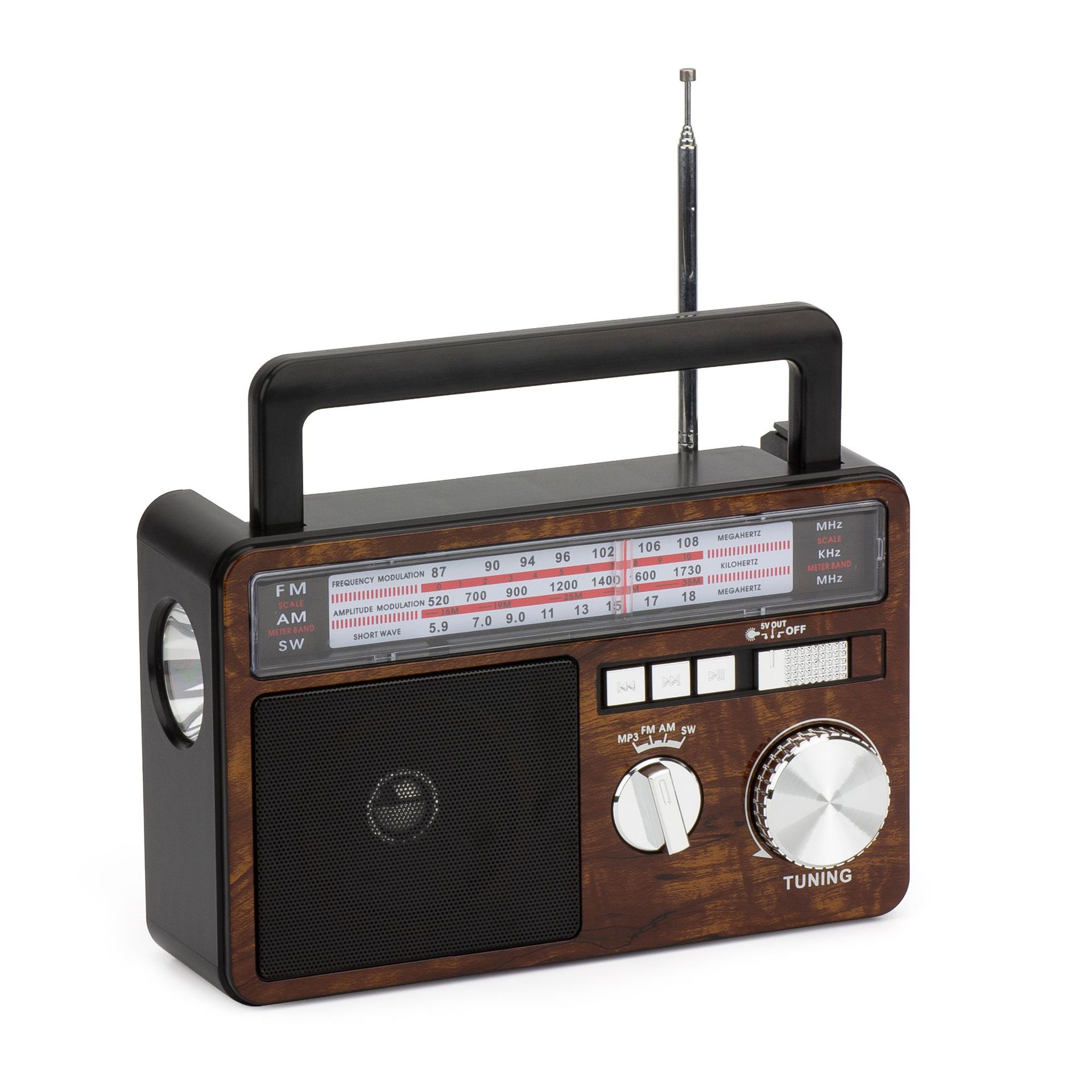 DE-2043BT-S手提便携太阳能户外照明三波段蓝牙收音机插卡音箱