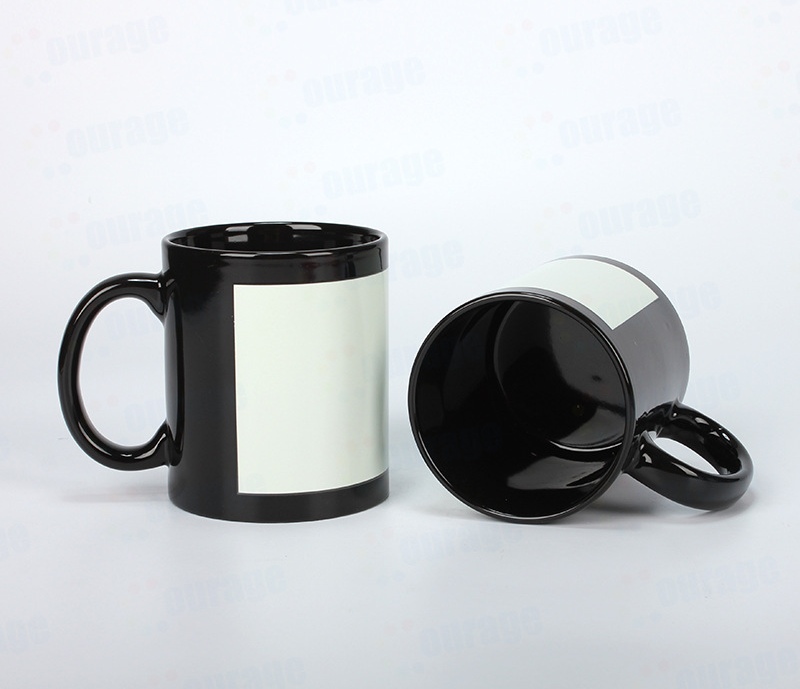 黑色釉杯白花纸热转印热升华DIY画幅涂层马克杯红深宝蓝11oz陶瓷