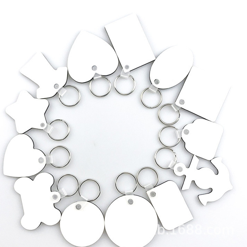 热升华热转印mdf钥匙挂件开业礼品挂饰装饰 木质钥匙扣 diy外贸 h