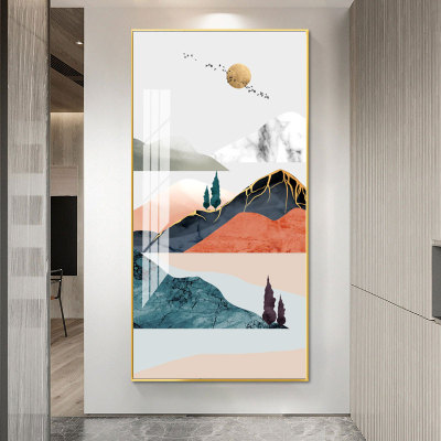 Hand-Painted Comic Landscape Entrance Painting Hallway Corridor Living Room Painting Decorative Painting Mural Painting Wall Painting