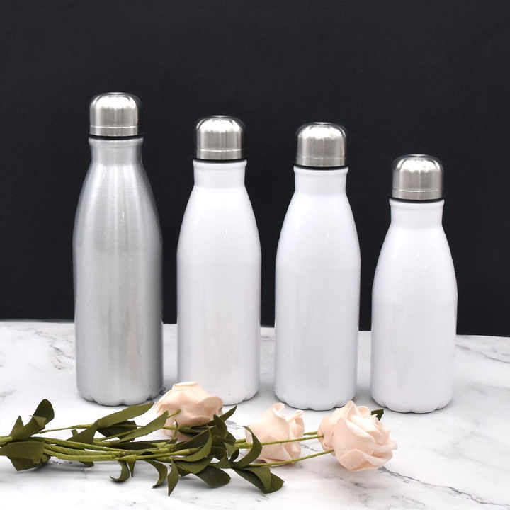 空白银色热转印热升华涂层不锈钢保温杯304，涂层可乐瓶DIY