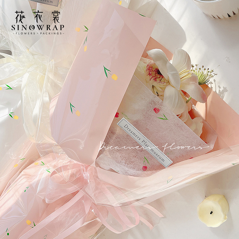 花衣裳 鲜花内衬花束包装纸 清新情人节郁金香束包装防水棉纸花店