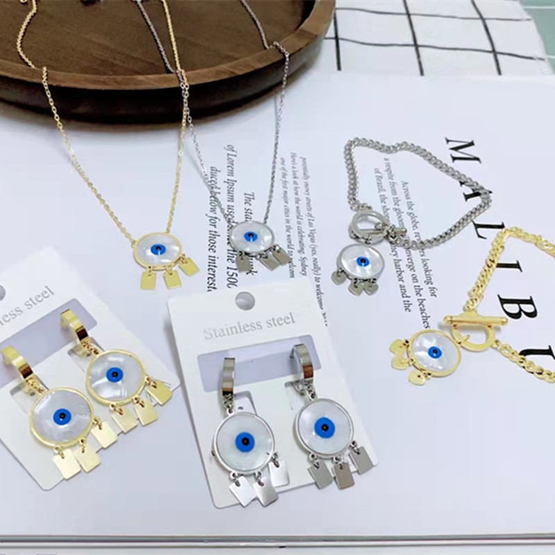 欧美不锈钢外贸眼睛款爆款钛钢 个性金色银色女项链厂家直销