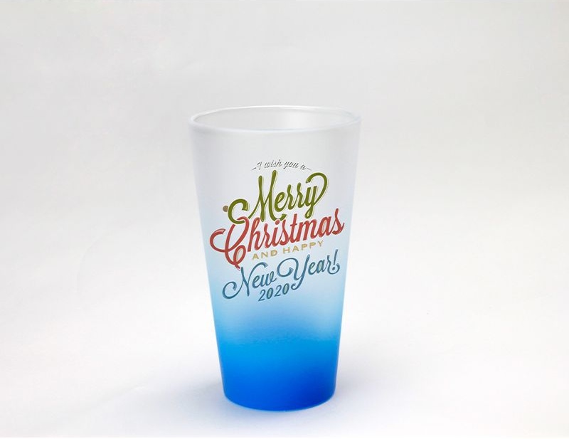 12oz热转印彩色渐变杯磨砂玻璃杯锥形涂层DIY3盎司16漏斗荧光底漆