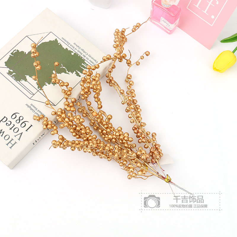 圣诞仿真浆果金泡沫果发财果家居圣诞树插枝装饰DIY配件拍摄道具