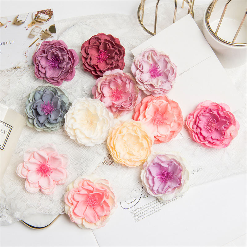 蔷薇烫边玫瑰diy手作森系绢花布花仿真花头饰配件莫兰迪婚庆花朵