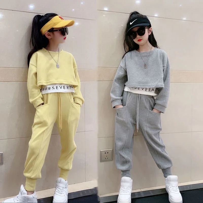 女童春装套装2021新款儿童洋气中大童春秋季休闲运动卫衣两件套潮