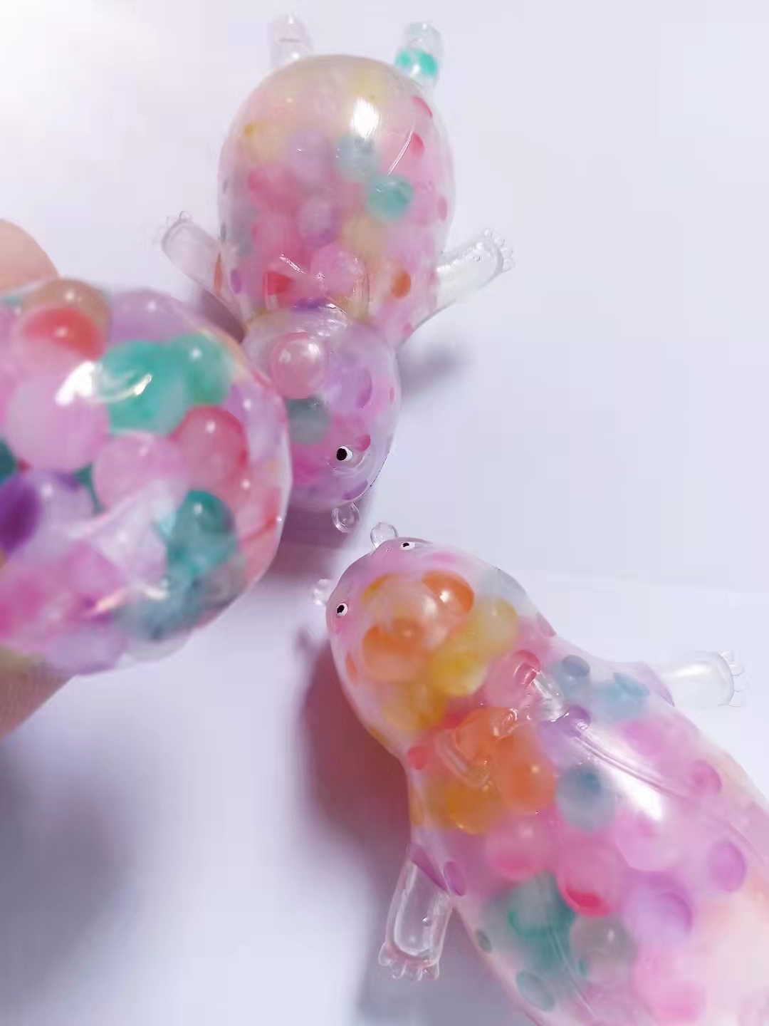 TPR解压彩色珠子小熊解压球减压发泄球捏捏球儿童互动球玩具跨境