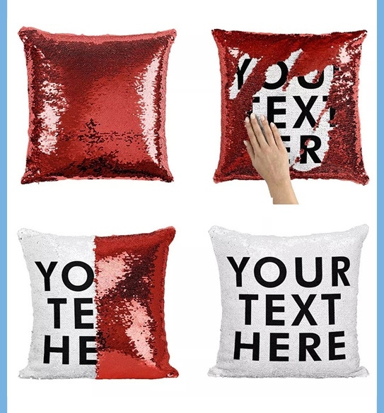 厂家热转印亮片魔术空白抱枕套DIY广告纯白枕套热升华耗材闪光40×