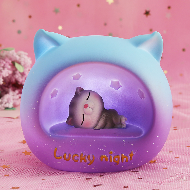 创意猫咪可爱俏皮小夜灯摆件 桌面趣味装饰品卡通猫摆设儿童礼物